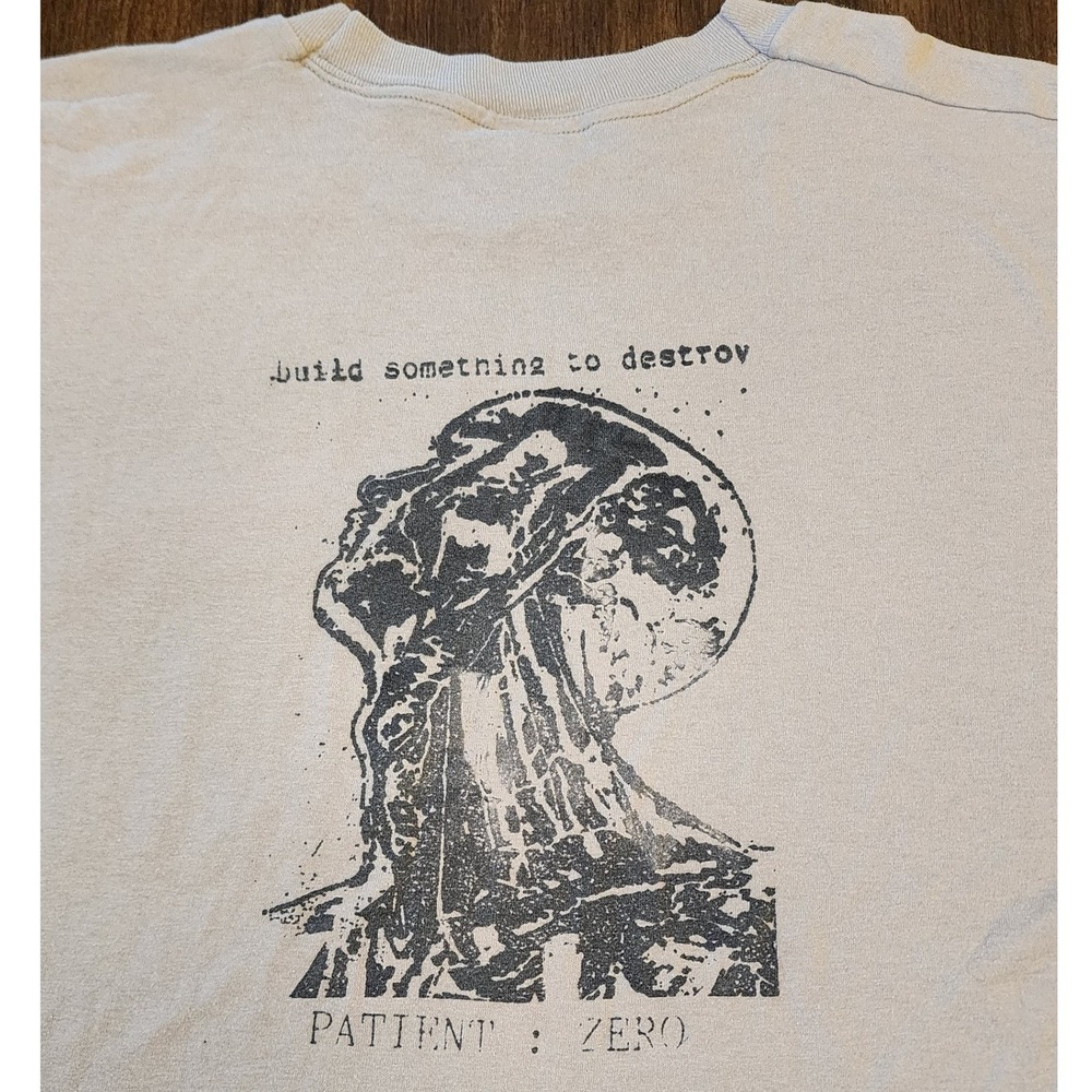 VTG 1993 Patient Zero T Shirt XL Single Stitch Pocket Tee Build To Destroy Punk